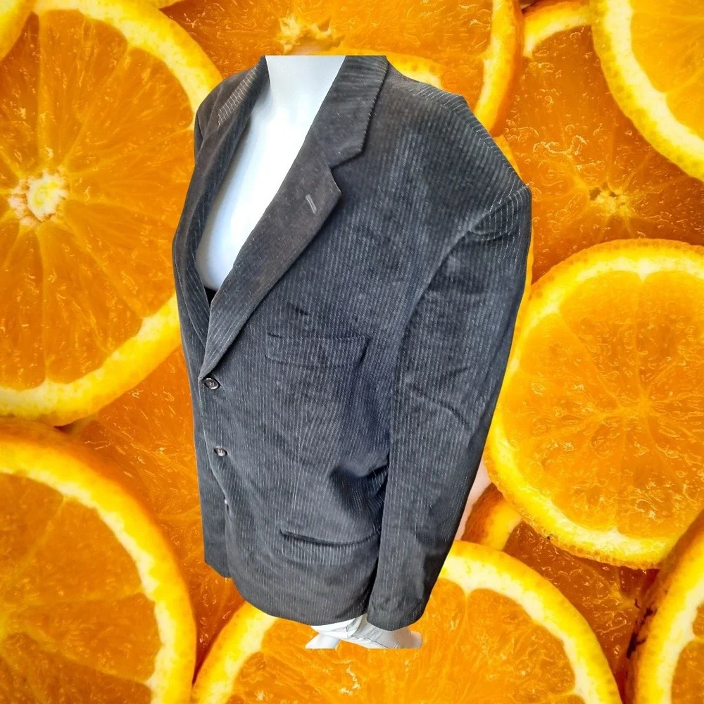 Calvin‎ Klein Men's 42L Gray Pinstripe Corduroy Sport Coat Blazer Jacket